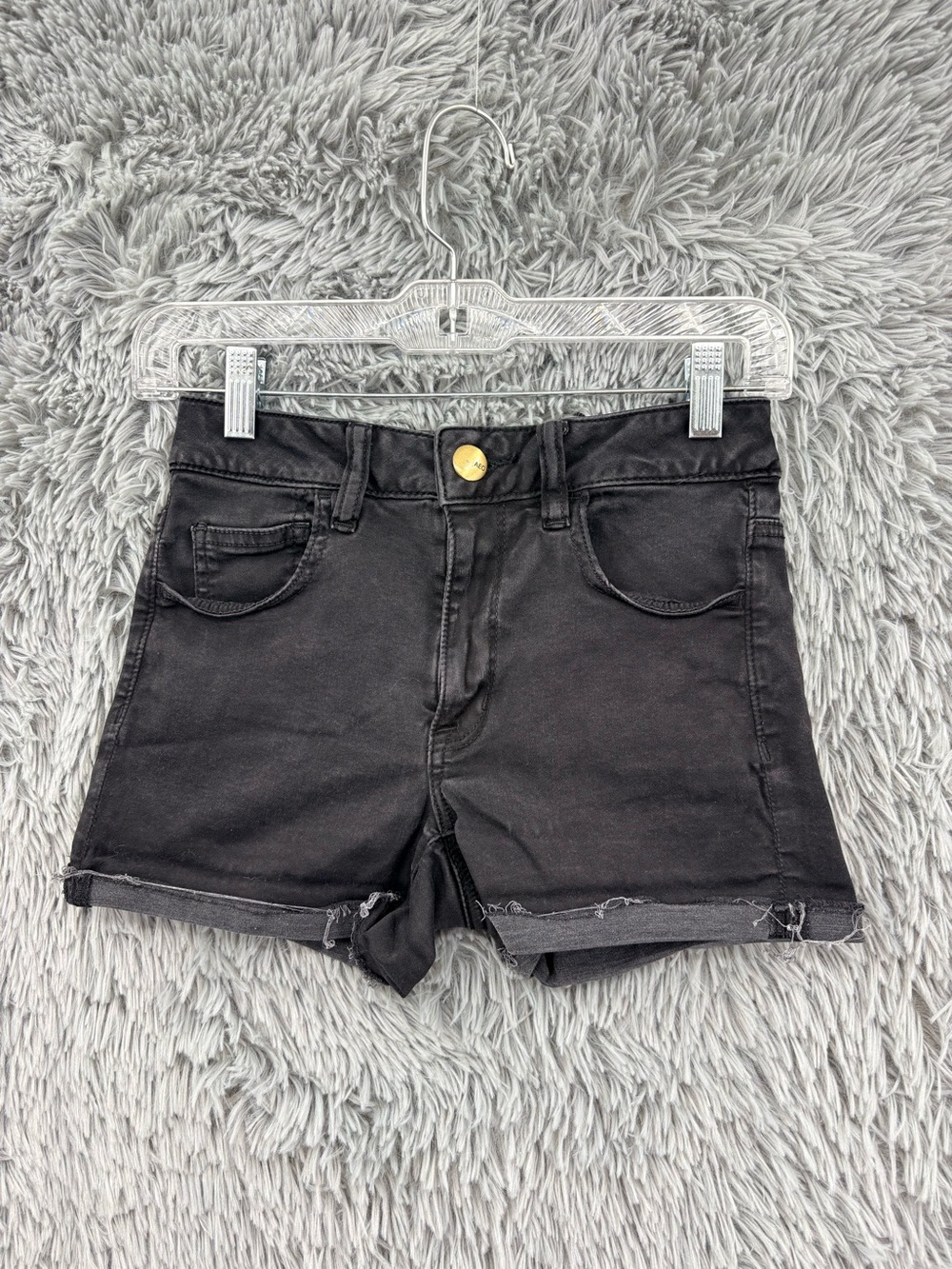 American Eagle Outfitters Hi Rise Shorts Womens 4 Super Stretch Shortie Black